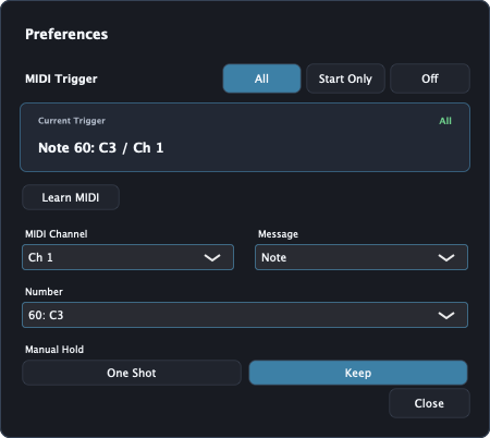 Preferences 画面